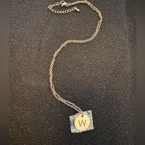 Monogram W rose gold necklace